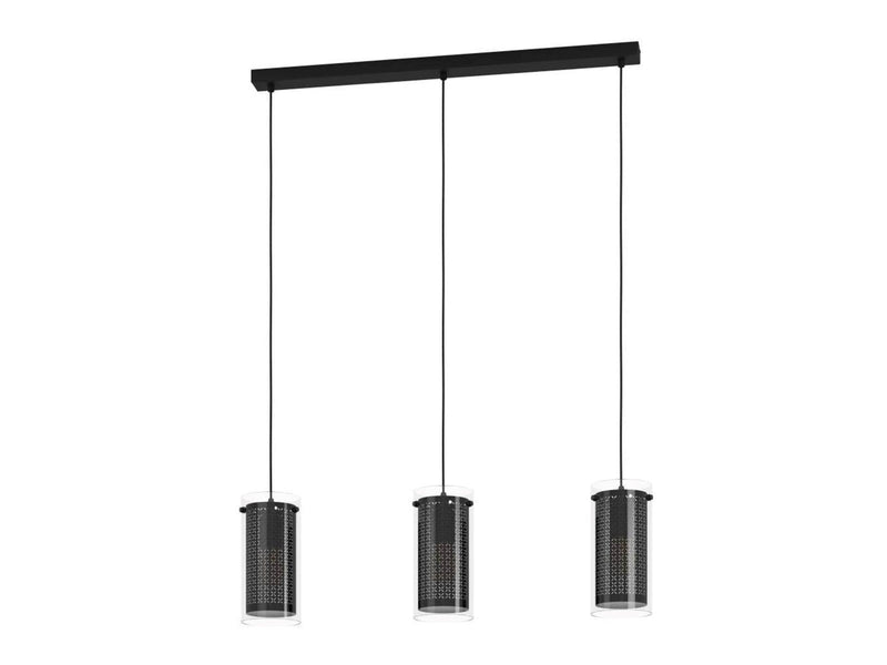 EGLO PINTO TEXTIL 1 long table pendant 3L E27 black/clear/cut-out