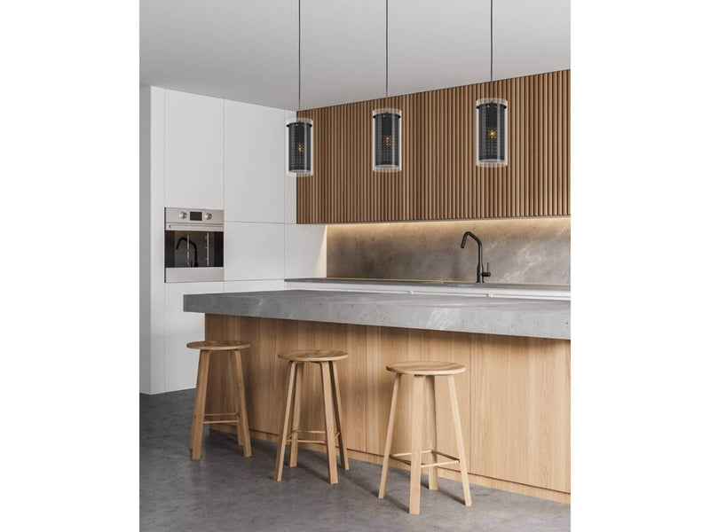EGLO PINTO TEXTIL 1 long table pendant 3L E27 black/clear/cut-out