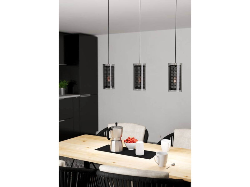 EGLO PINTO TEXTIL 1 long table pendant 3L E27 black/clear/cut-out