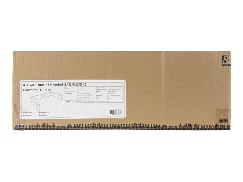 Deltaco Mounting bracket wall mountable RAL 9004 4U 19"