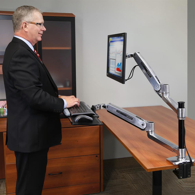 Ergotron WorkFit-LX Single Steh-Sitz Arbeitsplatz mit patentierter CF-Technologie für 1 Bildschirm bis 106,88 cm (42')