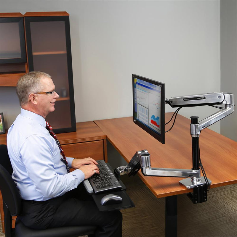 Ergotron WorkFit-LX Single Steh-Sitz Arbeitsplatz mit patentierter CF-Technologie für 1 Bildschirm bis 106,88 cm (42')