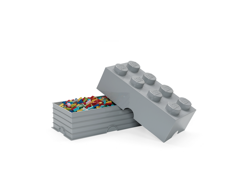 LEGO Aufbewahrungsstein, 8 Noppen, grau