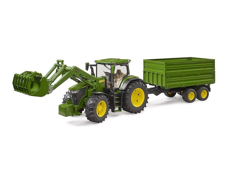 Bruder John Deere 7R 350 with frontloader and tandemaxle tipping trailer