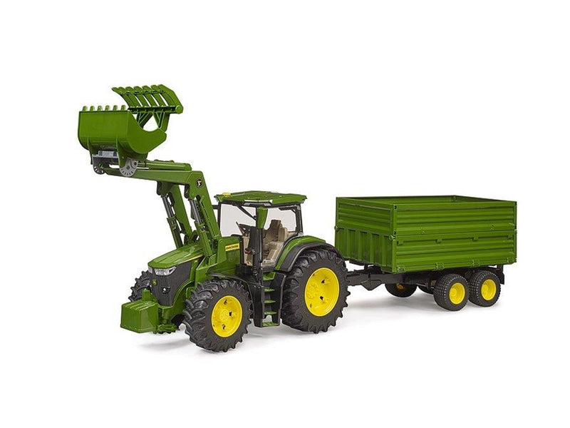 Bruder John Deere 7R 350 with frontloader and tandemaxle tipping trailer