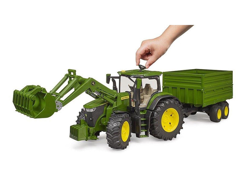 Bruder John Deere 7R 350 with frontloader and tandemaxle tipping trailer