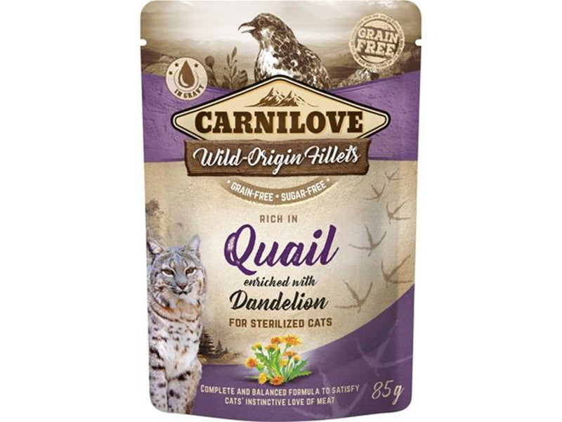 Carnilove cat pouch rich in Quail enriched w/Dande