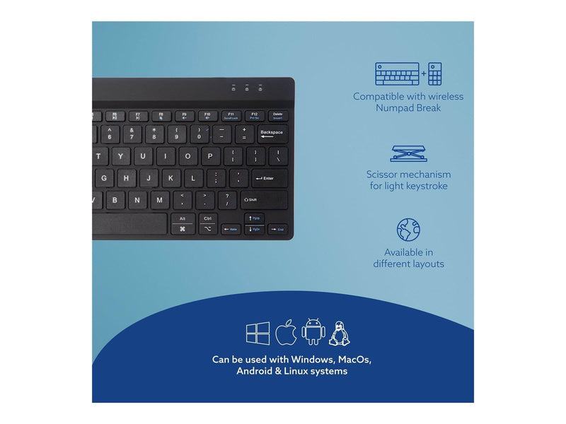 R-Go Tools R-Go Compact Break - keyboard - multi device - QWERTZ - US English - black - Tastaturen - US-Englisch - Schwarz