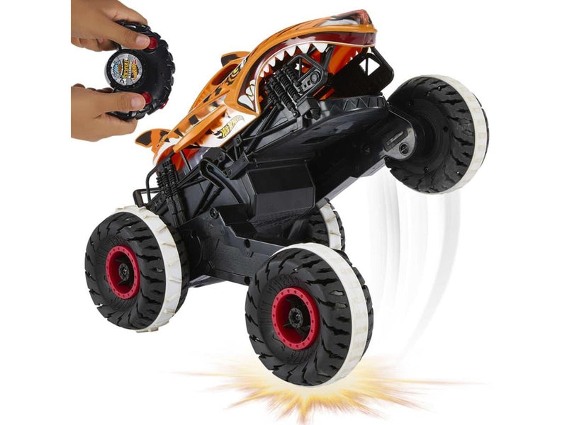 Hot Wheels Monster Trucks Remote Control Car 1:15 Scale Tiger Shark RC With All-Terrain Wheels