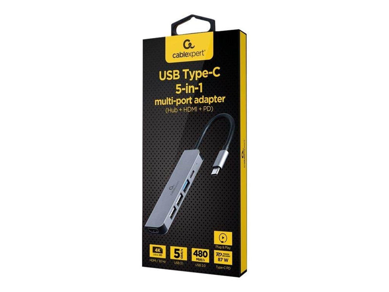 Gembird Cablexpert A-CM-COMBO5-03 - docking station - USB-C 3.1 - HDMI - GigE