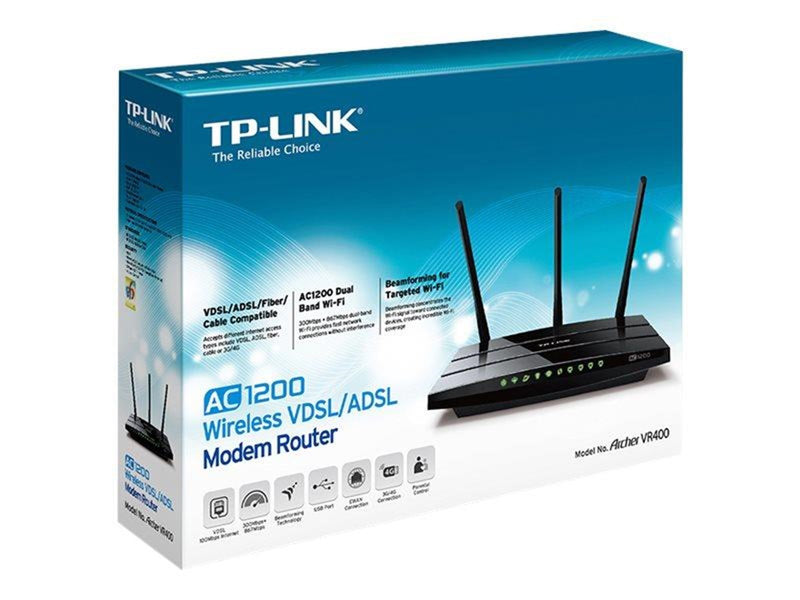 TP-Link Archer VR400 AC1200 Wireless VDSL/ADSL Modem Router - Wireless router Wi-Fi 5