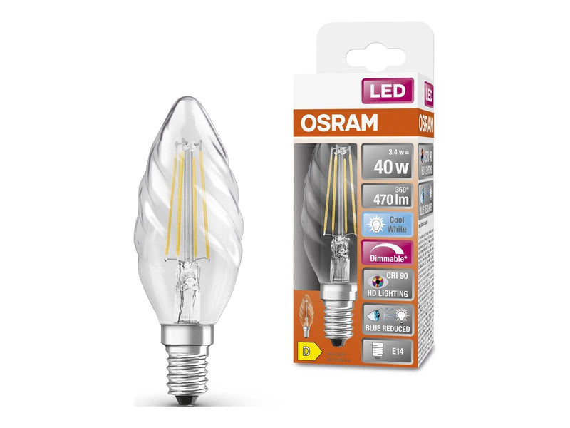 Osram LED-Lampe Comfort Candle Filament 3,4W/940 (40W) Clear Dimmble E14
