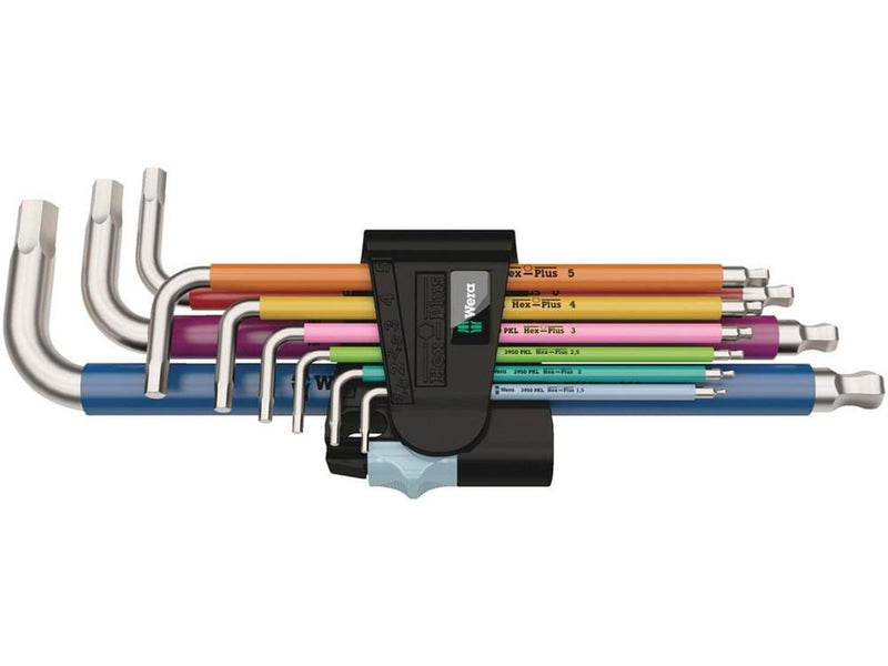 Wera 3950 SPKL/9 SM Winkelschlüsselsatz Multicolour, metrisch, Edelstahl, 9-teilig