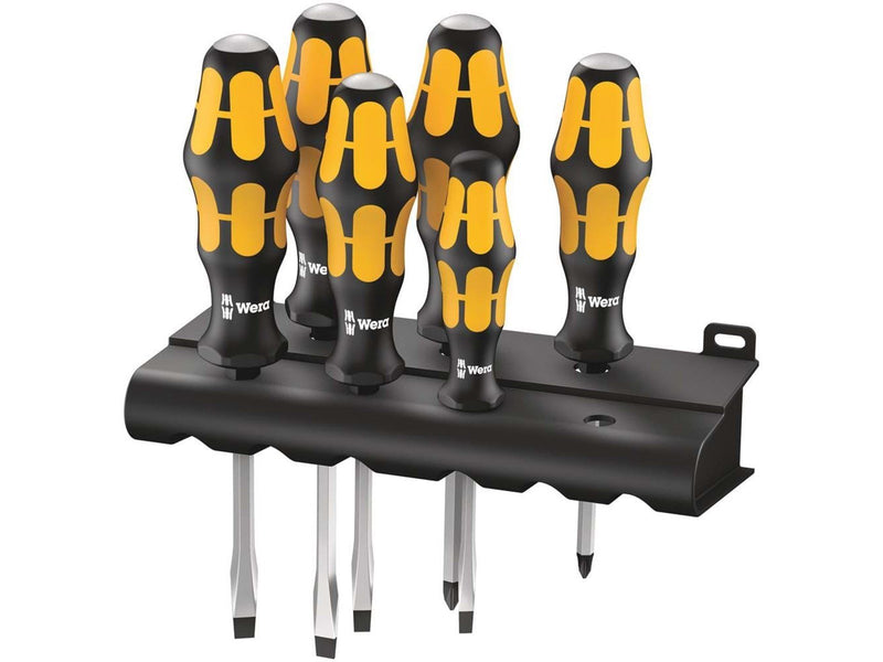 Wera 932/918/6 Schraubendrehersatz Kraftform : Der Schraubmeißel + Rack, 6-teilig