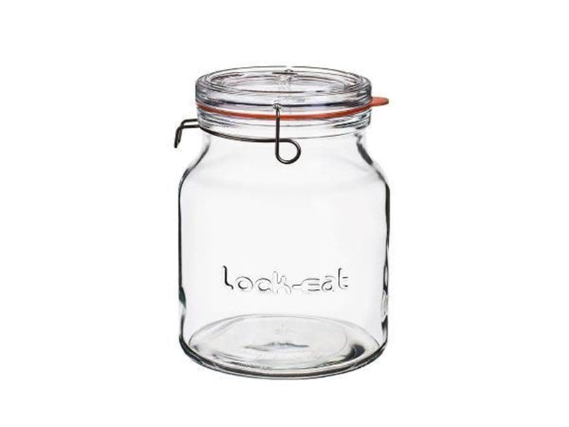 Luigi Bormioli Lock Eat Jam jar with patent lid chubby Dia 14.5 x 19 cm 2 liters Clear