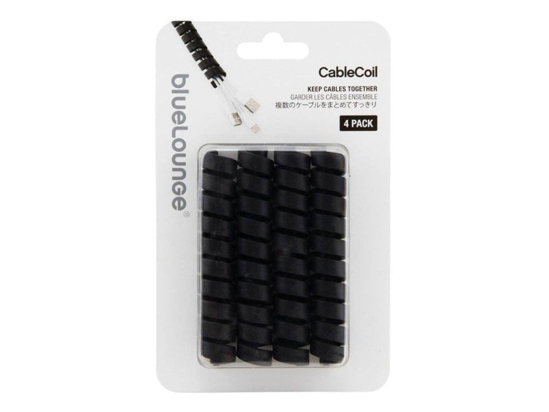 Bluelounge Design CableCoil 4-pack - Black - Neatly organize your cables and keep them together.