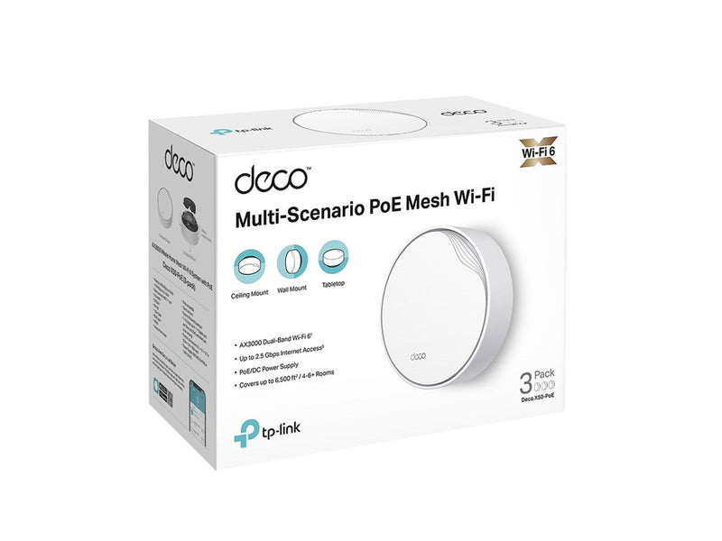 TP-Link Deco X50-PoE (3-Pack) AX3000 Whole Home Mesh WiFi 6 System with PoE - Mesh router Wi-Fi 6