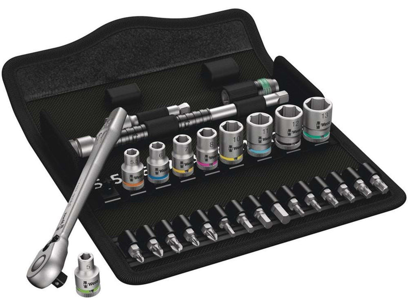 Wera 8100 SA 8 Zyklop Metal-Knarrensatz, Umschalthebel, 1/4"-Antrieb, metrisch, 28-teilig