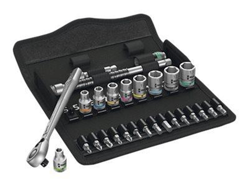 Wera 8100 SA 8 Zyklop Metal-Knarrensatz, Umschalthebel, 1/4"-Antrieb, metrisch, 28-teilig