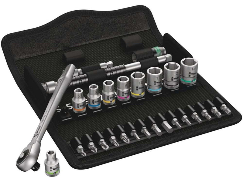 Wera 8100 SA 7 Zyklop Metal-Knarrensatz Durchsteckvierkant, 1/4"-Antrieb, metrisch, 28-teilig