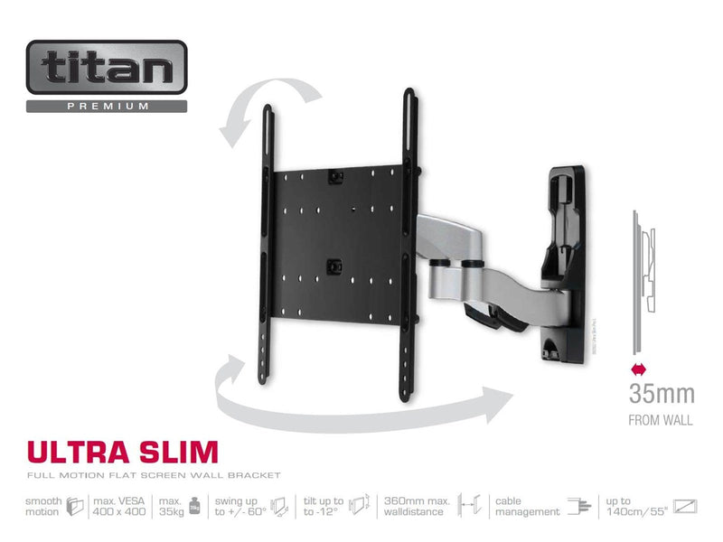 Vivanco Full Motion SLIM Bracket VESA 400 35kg 35 kg 55" From 100 x 100 mm