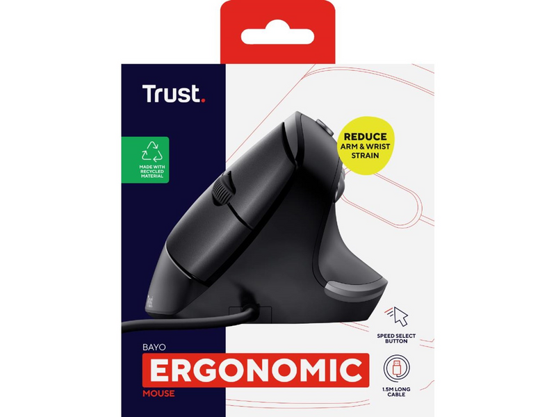 Trust Bayo - Ergonomische Maus (Schwarz)