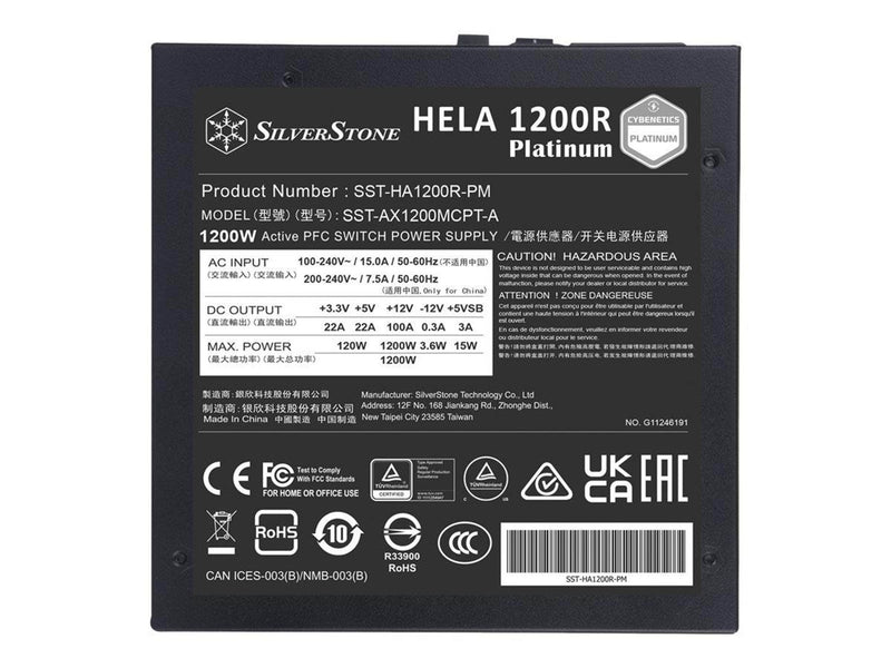 SilverStone HELA 1200R Platinum Netzteile - 1200 Watt - 135 mm - ATX 3.0 - 80 Plus Platinium