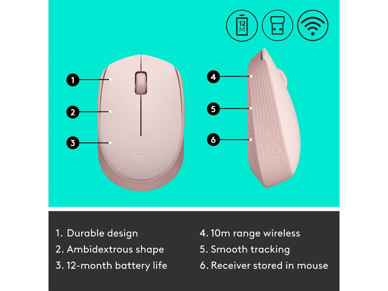 Logitech M171 Wireless - Maus (Pink)
