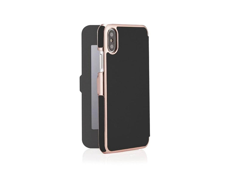 Pipetto Slim Wallet Mirror for iPhone XR - Black/Rose Gold