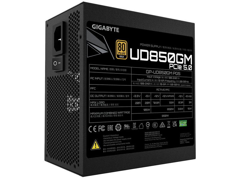 GIGABYTE UD850GM PG5 (rev 2.0) Netzteile - 850 Watt - 120 mm - ATX - 80 Plus Gold zertifiziert