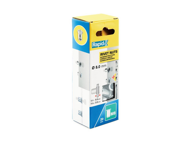 Rapid Rivet Nuts M8 20pcs + Drill Box