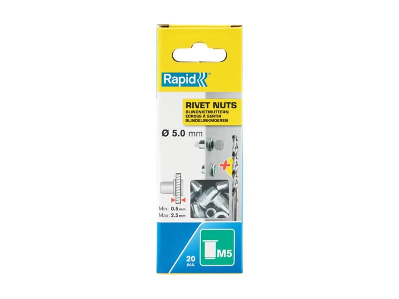 Rapid Rivet Nuts M5 20pcs + Drill Box