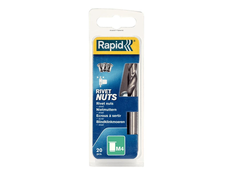 Rapid Rivet Nuts M4 20pcs + Drill Box