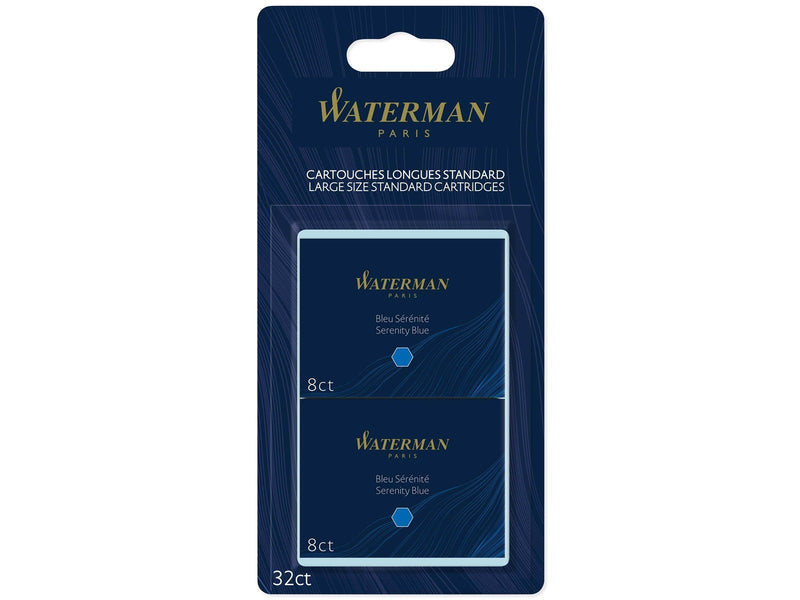 Waterman Füller-Tintenpatronen | Extra lang | Serenity Blue | 32 Stück