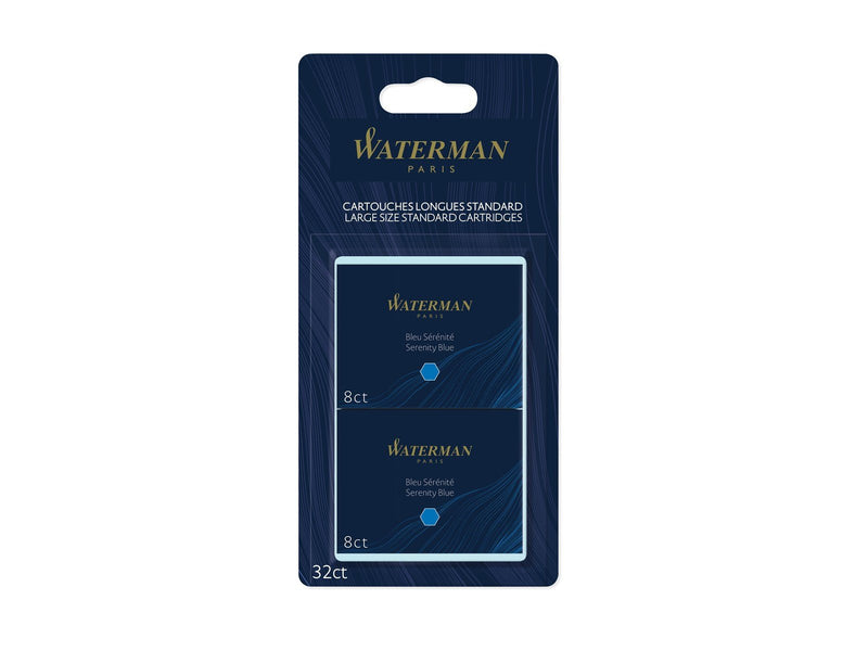 Waterman Füller-Tintenpatronen | Extra lang | Serenity Blue | 32 Stück