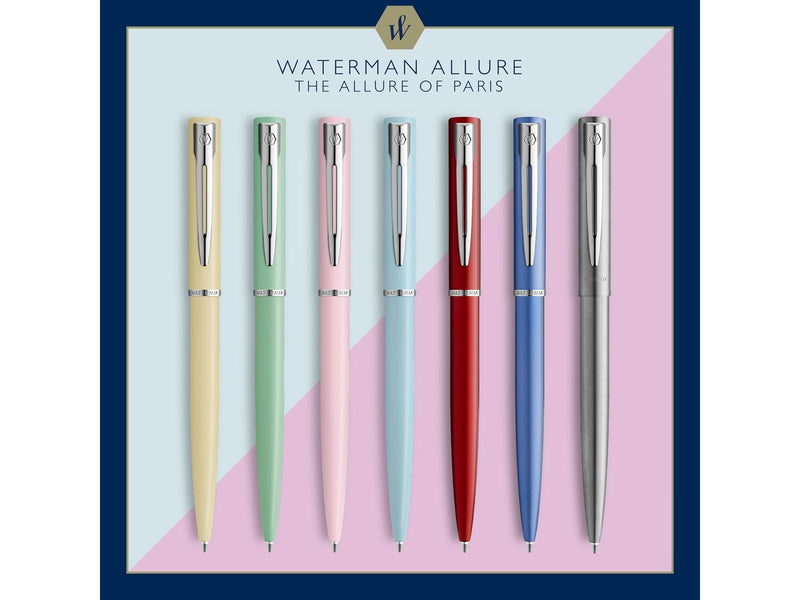 Waterman Allure Kugelschreiber | Edelstahl | Mittlerer Punkt | Blaue Tinte
