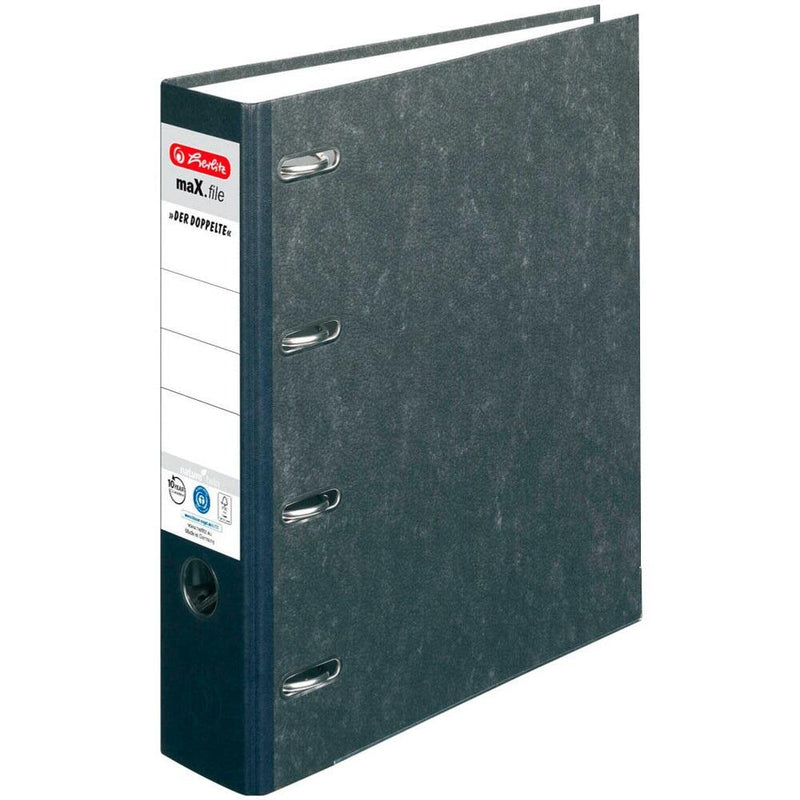 herlitz Wolkenmarmor-Papier Doppelordner Karton 7,0 cm - schwarz