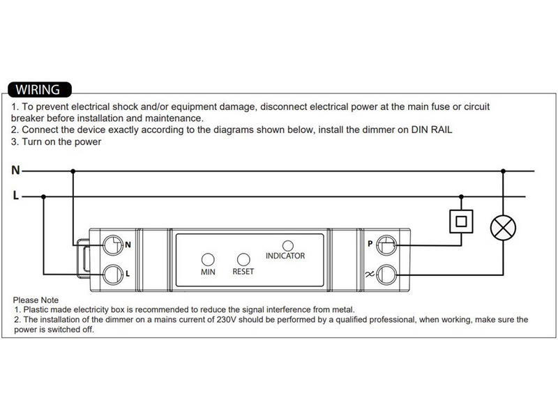HiluX Zigbee DIN rail dimmer - 250w