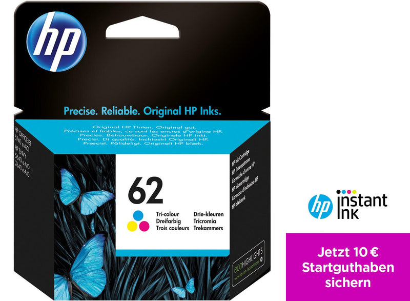 HP Original 62 Druckerpatrone - cyan, magenta, gelb (C2P06AE)