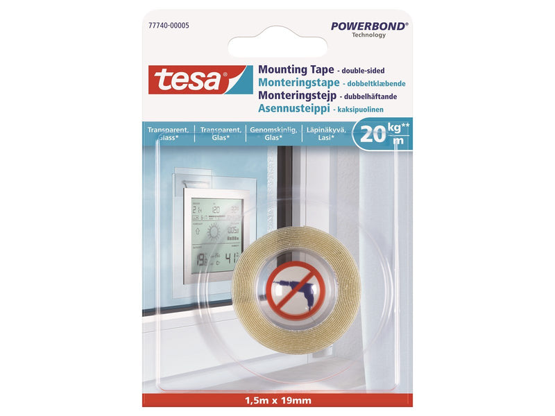 tesa Powerbond Mounting Tape Transparent 1.5m x 19mm