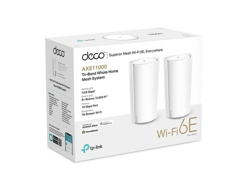 TP-Link Deco XE200 (2-Pack) AXE11000 Whole Home Mesh Wi-Fi 6E System - Mesh router Wi-Fi 6