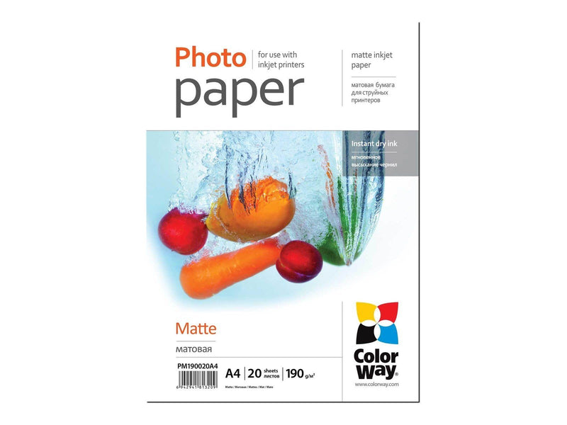 ColorWay - photo paper - matte - 20 sheet(s) - A4 - 190 g/m²