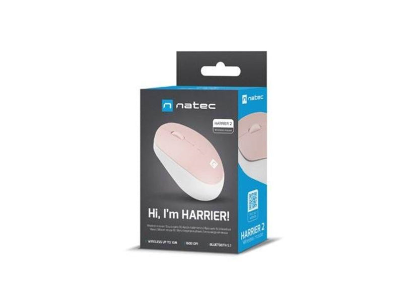 Natec Harrier 2 - mouse - Bluetooth 5.1 - white pink - Maus (Weiß)