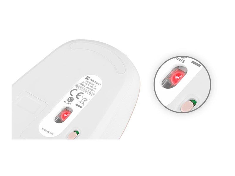 Natec Harrier 2 - mouse - Bluetooth 5.1 - white pink - Maus (Weiß)