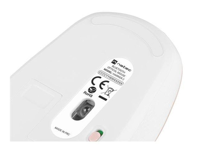 Natec Harrier 2 - mouse - Bluetooth 5.1 - white pink - Maus (Weiß)