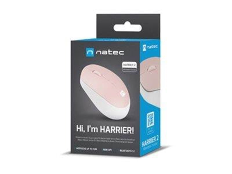 Natec Harrier 2 - mouse - Bluetooth 5.1 - white pink - Maus (Weiß)