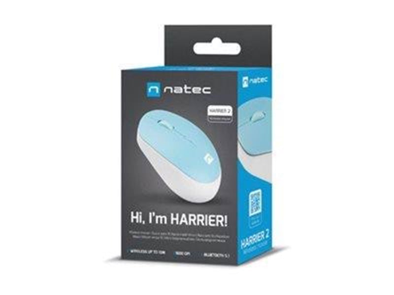 Natec Harrier 2 - mouse - Bluetooth 5.1 - white blue - Maus (Blau)