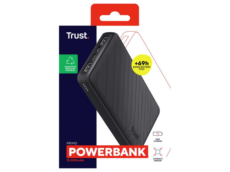 Trust Primo Compact Powerbank (Akku) - schwarz - 15000 mAh