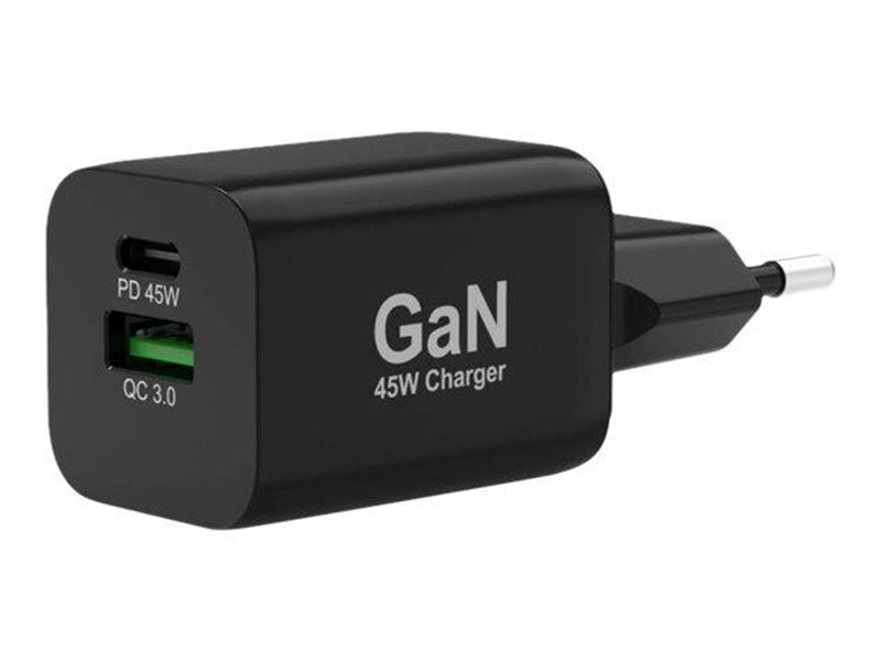 PORT Designs PORT Connect power adapter - GaN technology - USB Type A 24 pin USB-C - 45 Watt