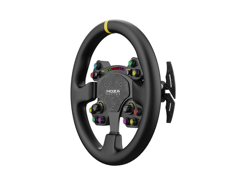Moza Racing RS V2 Steering Wheel Round - Leather (33 cm) - Wireless Wheel - PC